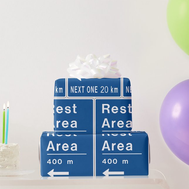 Rest Area 400m Left Road Sign Wrapping Paper (Creator Uploaded)