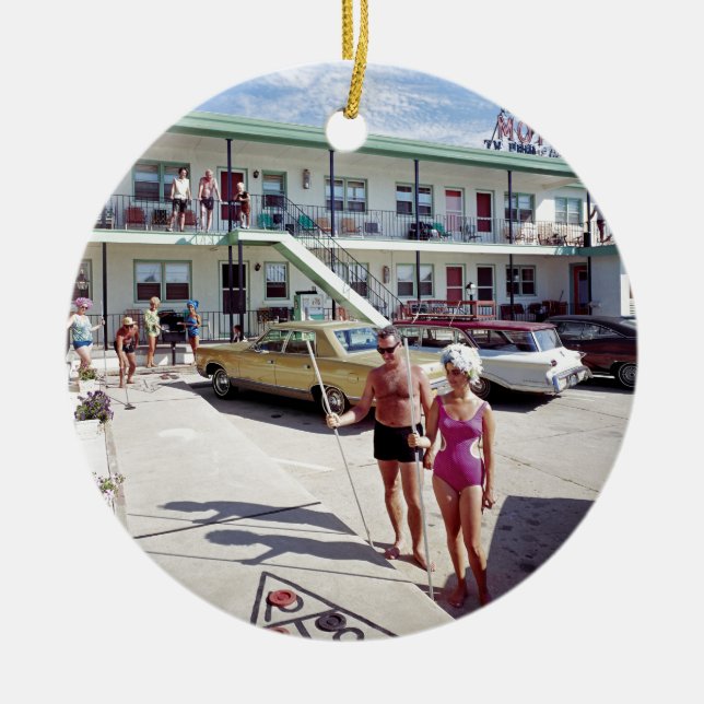 Rest Cove Motel in the 1960's Ceramic Ornament (Front)