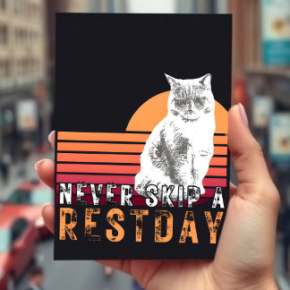 Rest Day Distressed Cat Design Style Postcard