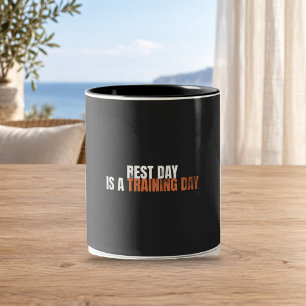 Rest Day Is a Training Day Black Fitness Mug