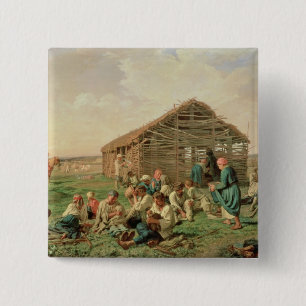 Rest during Haying, 1861 15 Cm Square Badge