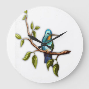 Rest easy tiny Hummingbird  Large Clock