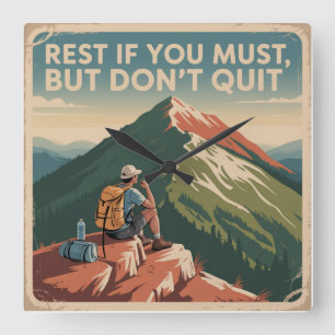 Rest If You Must, But Don't Quit Square Wall Clock