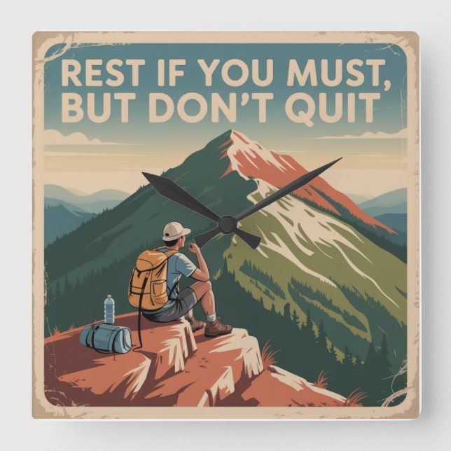 Rest If You Must, But Don't Quit Square Wall Clock (Front)