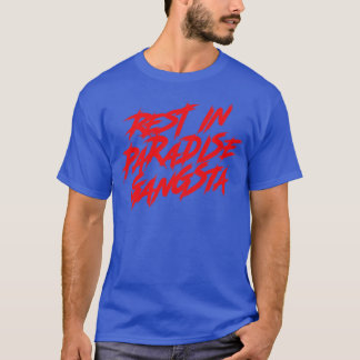 Rest In Paradise Gangsta Red Text T-Shirt