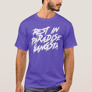 Rest In Paradise Gangsta White Text T-Shirt