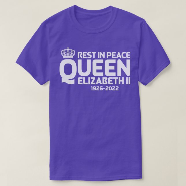Rest In Peace Elizabeth II White Text T-Shirt (Design Front)
