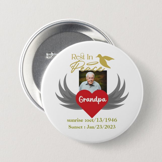 Rest in peace ,funeral custom photo ,loving memory 7.5 cm round badge (Front & Back)