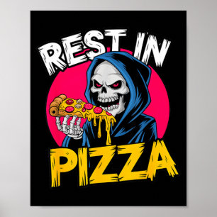 Rest In Pizza Ghotic Skeleton Ghost Pizza Spooky Poster