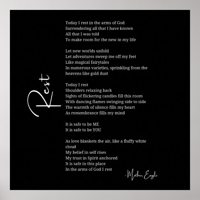 Rest In The Arms Of God Love poem poster wall art  (Front)