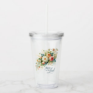 Rest in the Lord floral Acrylic Tumbler