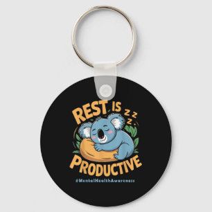 Rest Is Productive Funny Koala Mental Health Aware Key Ring