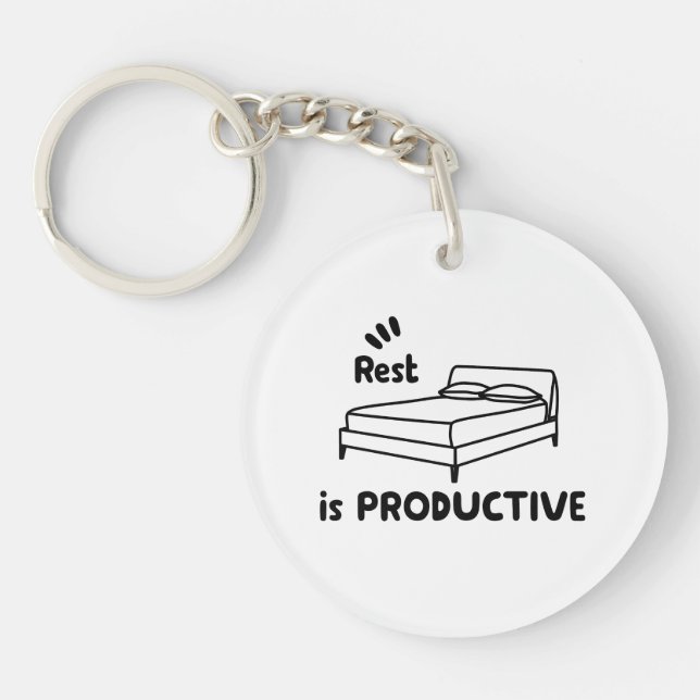 Rest is Productive - Self Care & Mental Health Key Ring (Front)