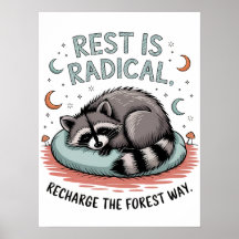 Rest is Radical - Cute Sleeping Racoon Design