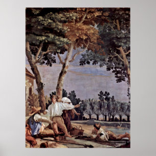 Rest of the peasants by Giovanni Domenico Tiepolo Poster