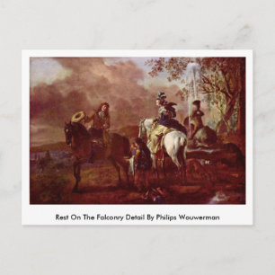 Rest On The Falconry Detail By Philips Wouwerman Postcard
