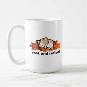 rest & reflect autumn cat coffee mug