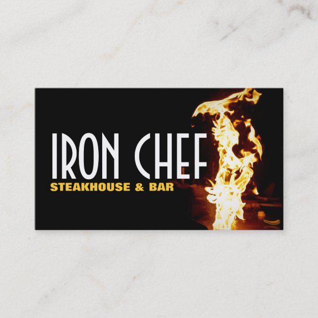 Restaurant Bar Iron Chef Cooking Classes Business Card (Front)