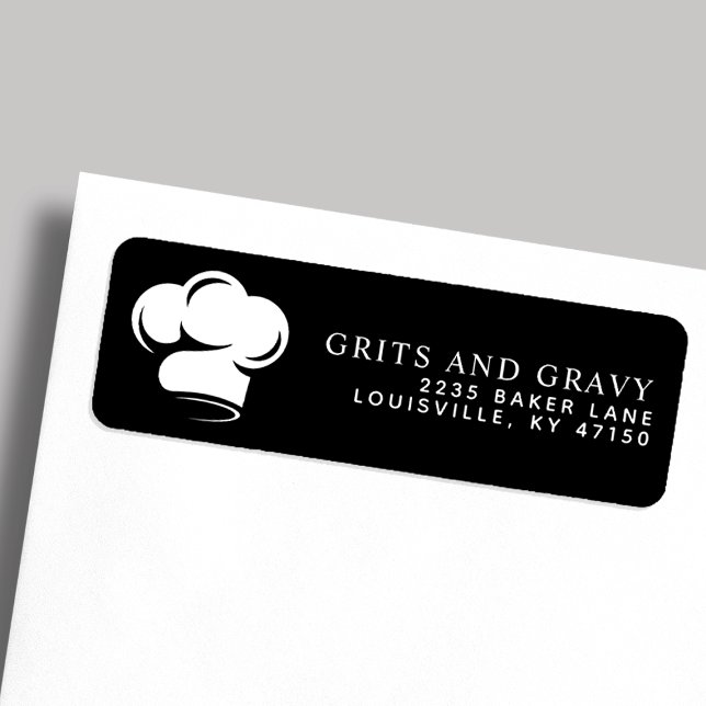 Restaurant Black White Chef Hat Return Address Label (Creator Uploaded)