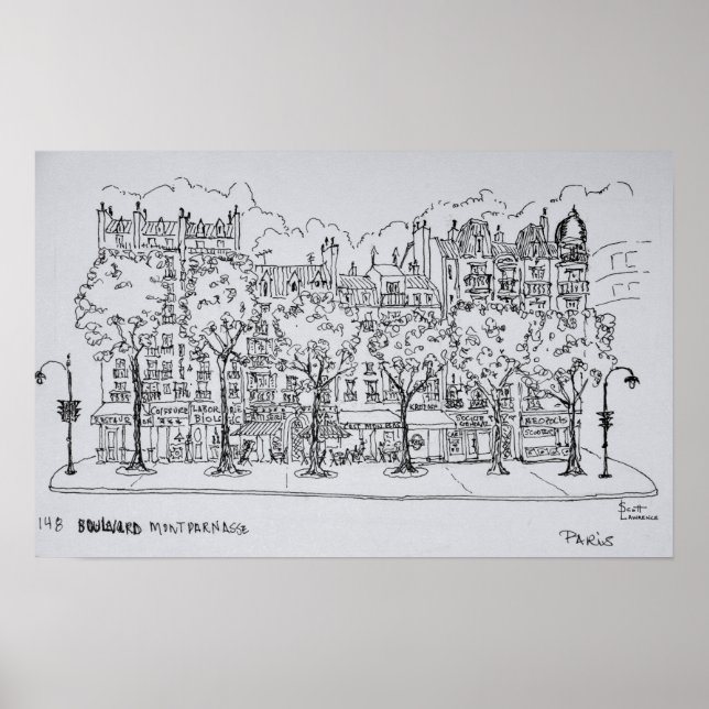 Restaurant Boulevard Montparnasse | Paris, France Poster (Front)