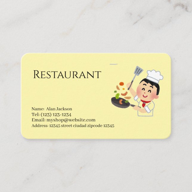 restaurant business card (Front)