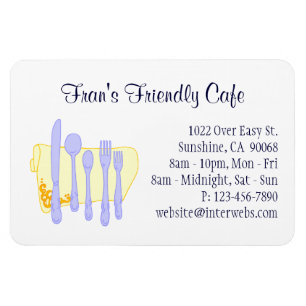 Restaurant Business Card Blue Yellow Custom 4"x6" Magnet