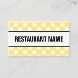 Restaurant business card template yellow plaid