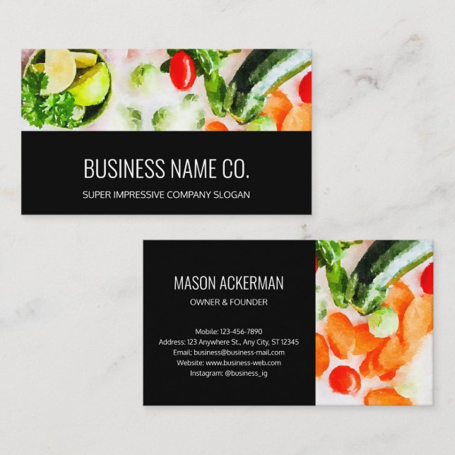 Restaurant Business Cards / Black BG (Front/Back)