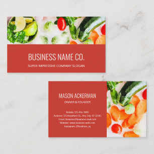 Restaurant Business Cards / Vine Red BG
