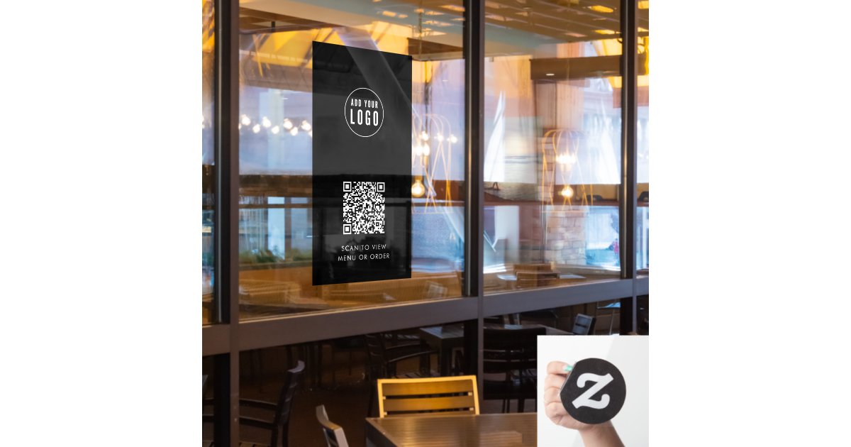 Restaurant Cafe Add Logo and QR Code Custom Colour | Zazzle