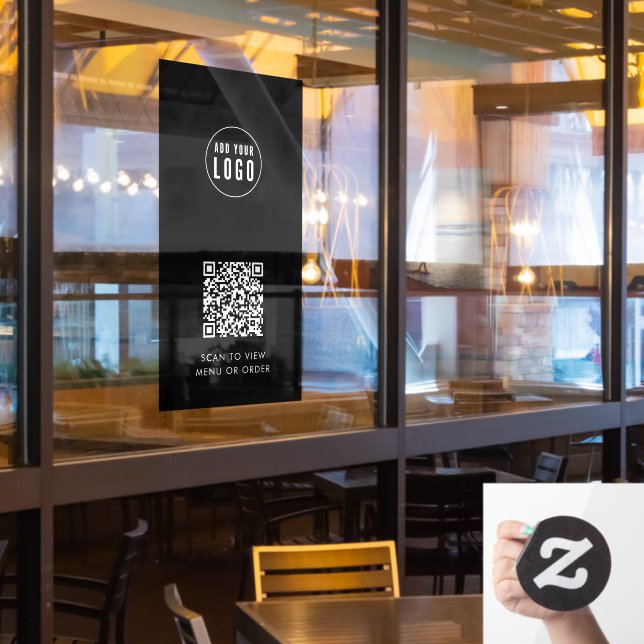 Restaurant Cafe Add Logo and QR Code Custom Colour (Restaurant Window)