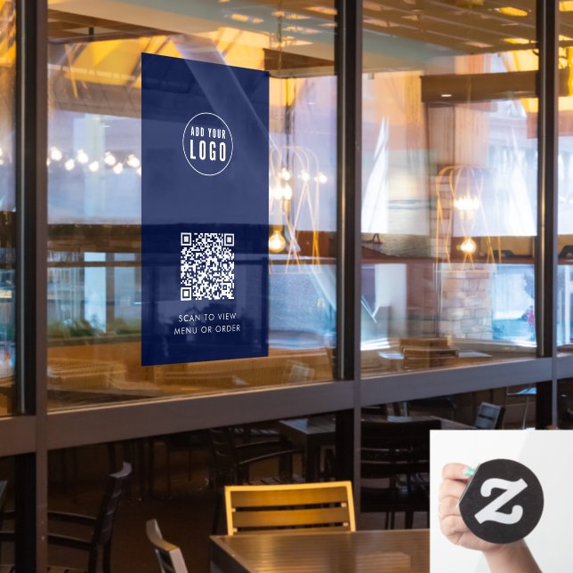 Restaurant Cafe Add Logo and QR Code Custom Colour (Restaurant Window)