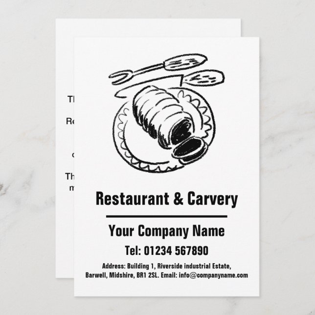 Restaurant & Carvery Cartoon Design Card (Front/Back)