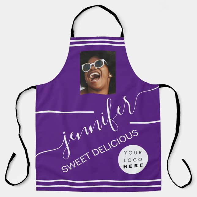 Restaurant  Catering Photo Logo Coffee Shop Purple Apron (Front)