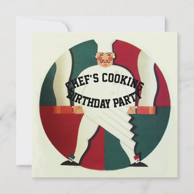 RESTAURANT CHEF COOKING BIRTHDAY PARTY INVITATION (Front)