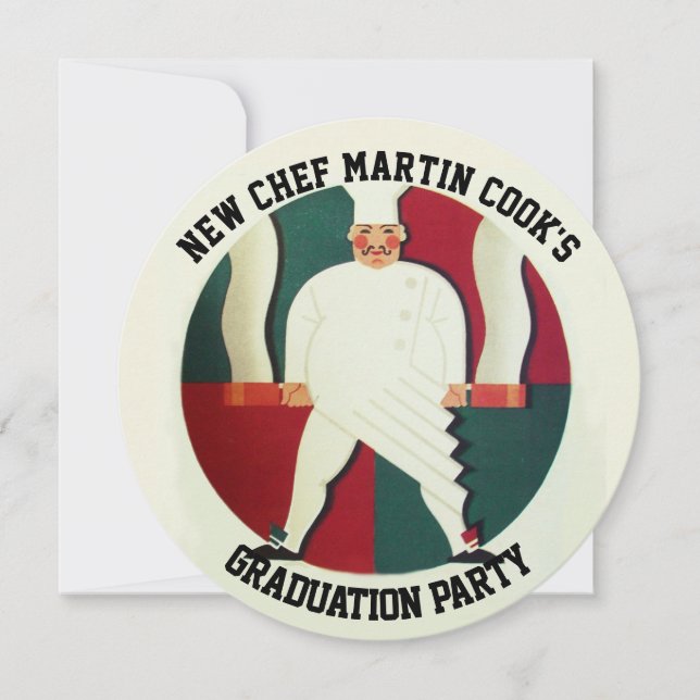 RESTAURANT CHEF COOKING CULINARY GRADUATION PARTY INVITATION (Front)