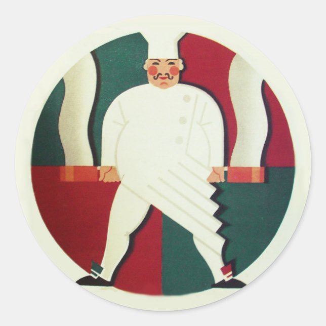 RESTAURANT CHEF COOKING FOOD,CATERING CLASSIC ROUND STICKER (Front)