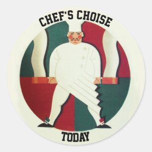 RESTAURANT CHEF COOKING FOOD,CATERING CLASSIC ROUND STICKER