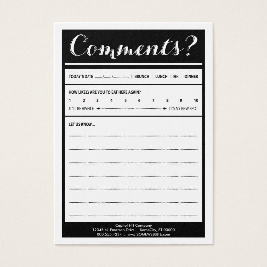 restaurant comment card with logo | Zazzle.com.au