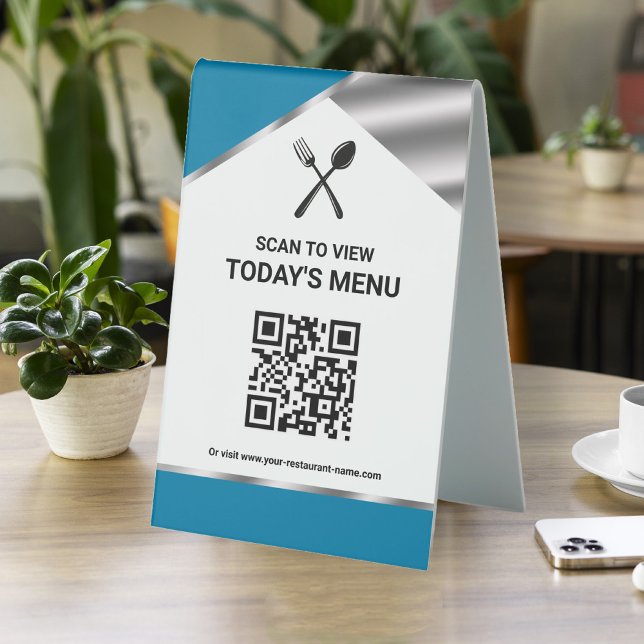 Restaurant Contactless QR Code Blue Menu (Creator Uploaded)