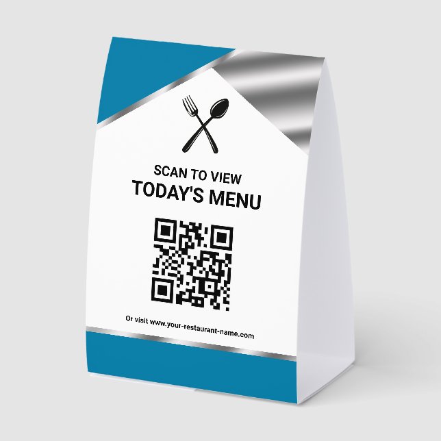 Restaurant Contactless QR Code Blue Menu (Front)