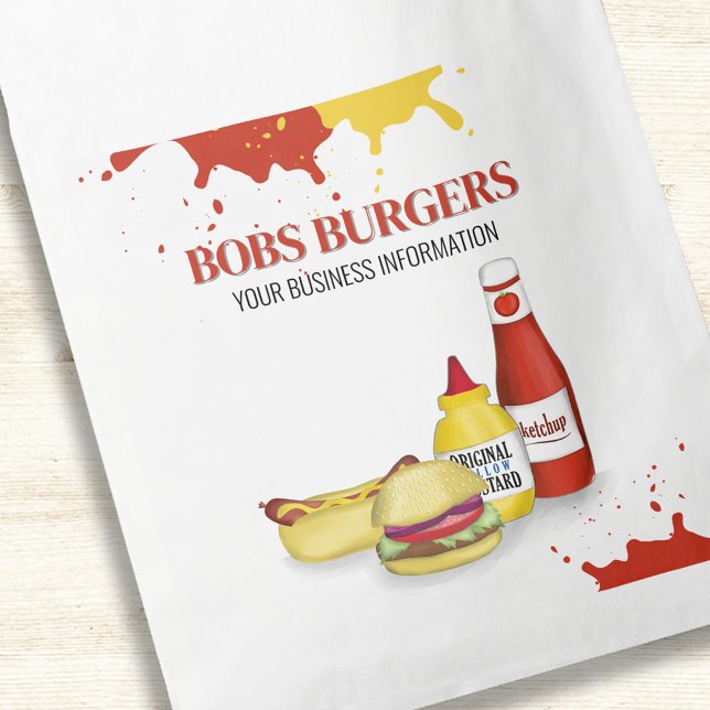 Restaurant Custom Hamburger To Go Favour Bag (Restaurant custom to go bag.)