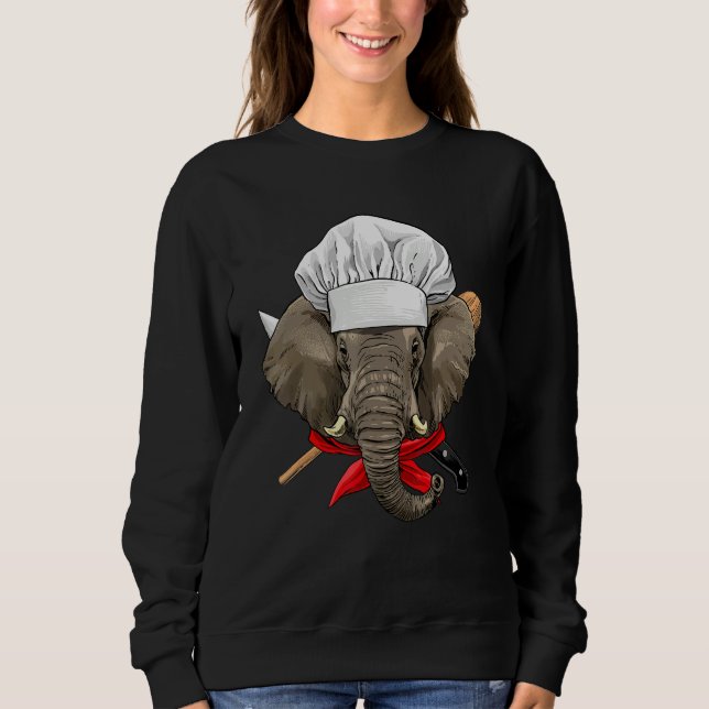 Restaurant Elephant Chef Kitchen Cook Culinary Coo Sweatshirt (Front)