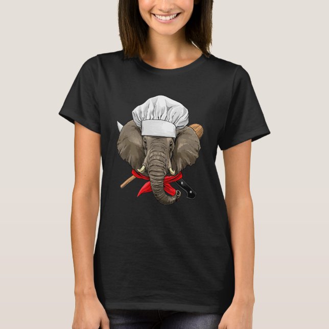 Restaurant Elephant Chef Kitchen Cook Culinary Coo T-Shirt (Front)