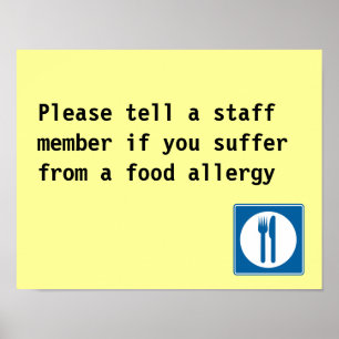 Restaurant Food Allergy notice Poster