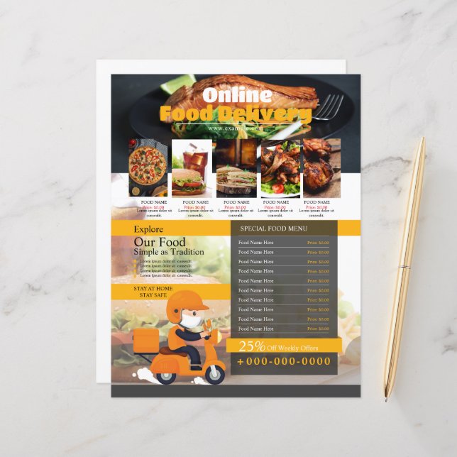 Restaurant Food Delivery Flyer Flyer Template (Front/Back In Situ)