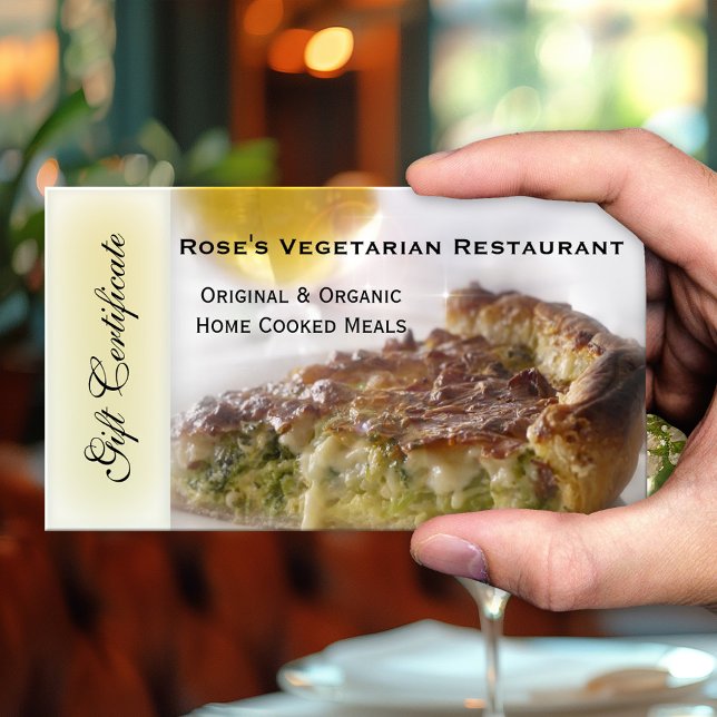 Restaurant Gift Certificate or Gift Voucher (Gift certificate for a vegetarian or vegan restaurant featuring your custom photo)
