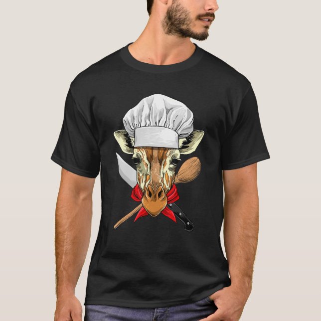 Restaurant Giraffe Chef Kitchen Cook Culinary Cook T-Shirt (Front)