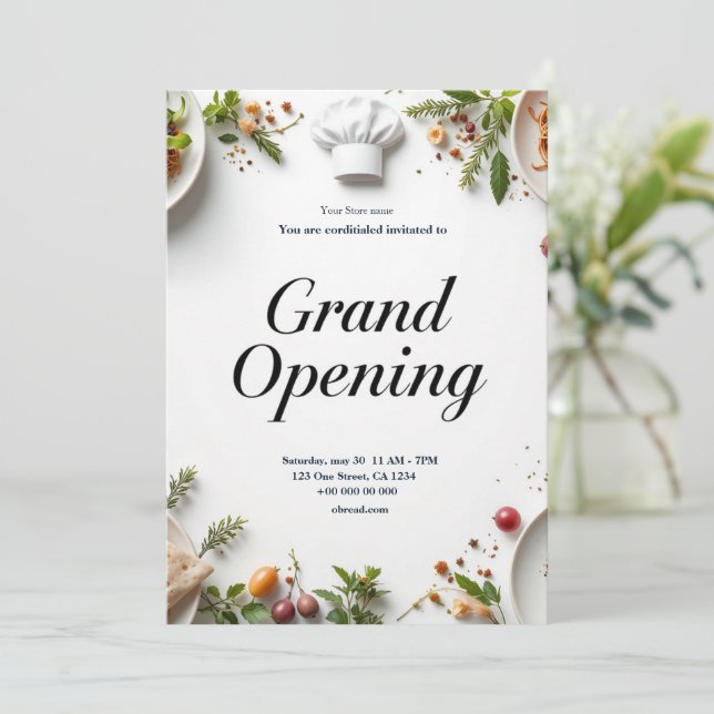 Restaurant Grand Opening Invitation (Standing Front)