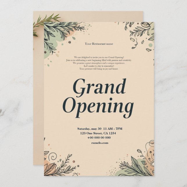 Restaurant Grand Opening Invitation (Front/Back)